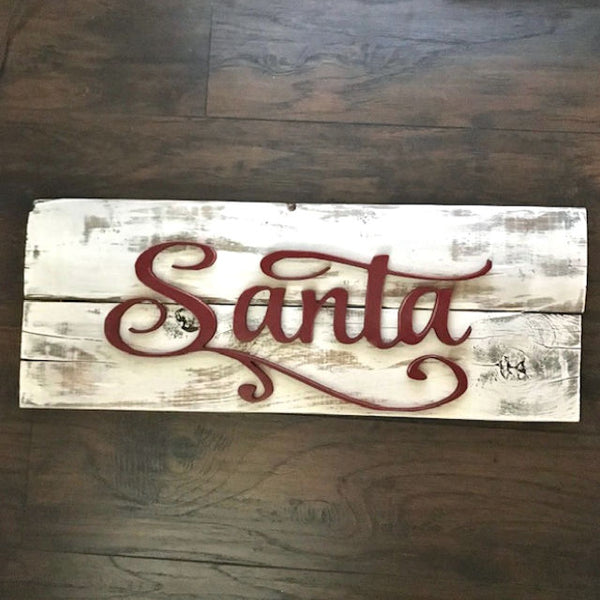 Santa Reclaimed Wood Sign
